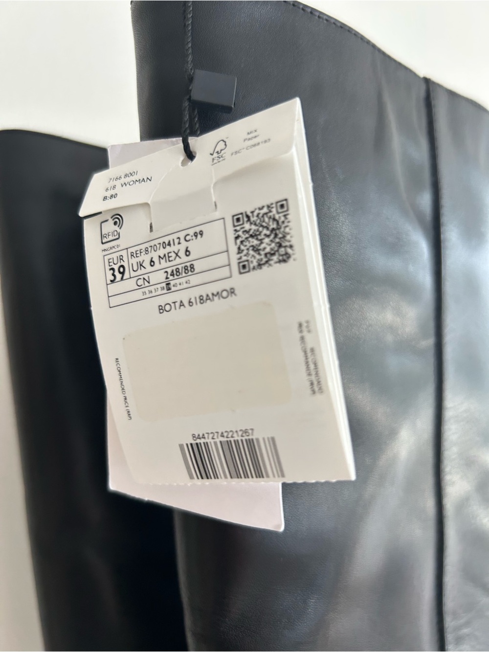 BNWT Mango Knee-High Leather Boots (Black) - Picture 8 of 8